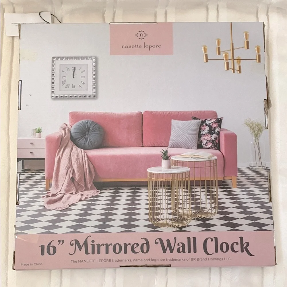 Luxurious & Glamorous Crystal Trim Mirrored 16” Wall Clock